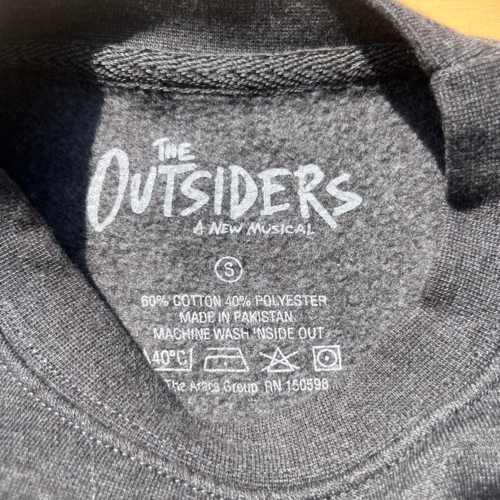 The Outsiders A New Musical Stay Gold Sweatshirt Charcoal Grey Small Broadway - Picture 2 of 4